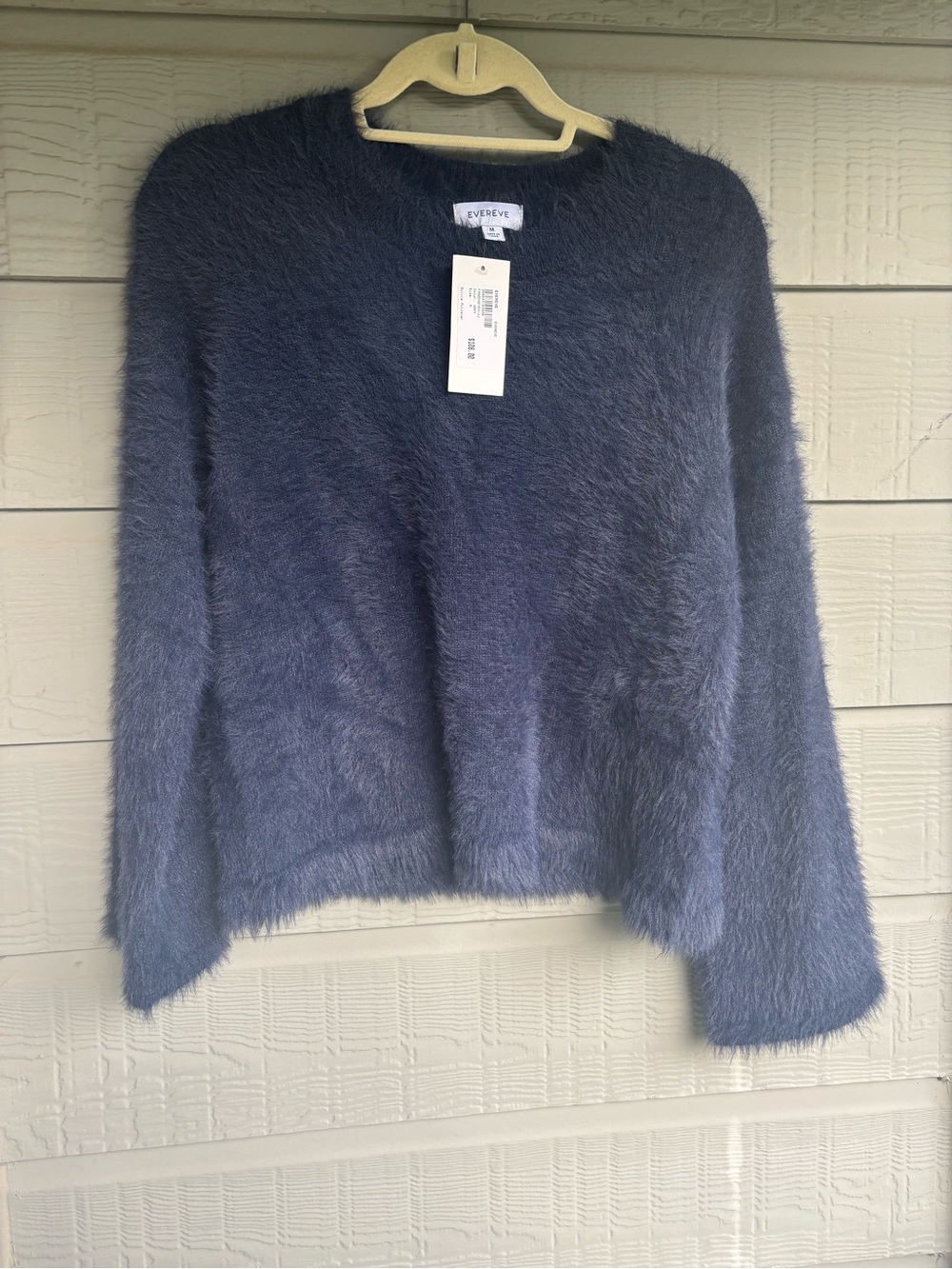 NEW Evereve Women's Fuzzy Crewneck Sweater - Navy Blue
